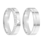 Kit Par De Alianças e Solitário De Prata