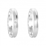 Kit Par De Alianças e Solitário De Prata