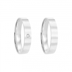 Kit Par De Alianças e Solitário De Prata