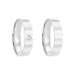 Kit Par De Alianças e Solitário De Prata