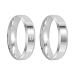 Kit Par De Alianças e Solitário De Prata