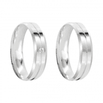 Kit Par De Alianças e Solitário De Prata