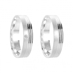 Kit Par De Alianças e Solitário De Prata