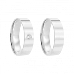 Kit Par De Alianças e Solitário De Prata