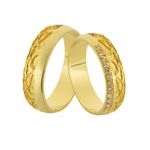 Aliança Em Ouro Com Pedras