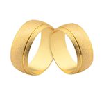 Alianças De Ouro Meia Cana Diamantada Com Friso