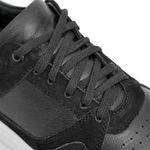 Tênis Masculino Couro Preto Recortes Nobuck Preto