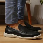 Loafer Masculino Casual Minimalista Mocassim Couro Preto