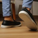 Loafer Masculino Casual Minimalista Mocassim Couro Preto