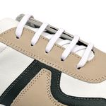 Tênis Masculino Couro Tricolor Branco Off Verde