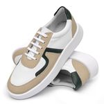 Tênis Masculino Couro Tricolor Branco Off Verde