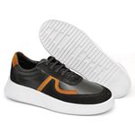Tênis Masculino Couro Bicolor Preto Castor Nobuck