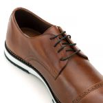 Sapato Oxford Brogue Premium em Couro Castor 