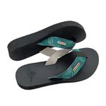 Chinelo Ortopédico feminino para Dismetria – Compensação de Altura Sob Medida, tira verde floral Alley Surf
