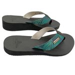 Chinelo Ortopédico feminino para Dismetria – Compensação de Altura Sob Medida, tira verde floral Alley Surf