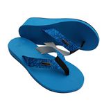 Chinelo Ortopédico unissex para Dismetria – Compensação de Altura Sob Medida, tira azul floral Alley Surf