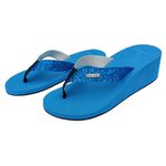 Chinelo Ortopédico unissex para Dismetria – Compensação de Altura Sob Medida, tira azul floral Alley Surf