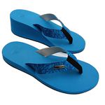 Chinelo Ortopédico unissex para Dismetria – Compensação de Altura Sob Medida, tira azul floral Alley Surf