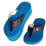 Chinelo de compensação de altura Dismetria palmilha azul tira mar