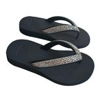 Chinelo ortopédico tiras com cristal preto