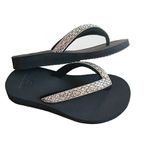 Chinelo ortopédico tiras com cristal preto