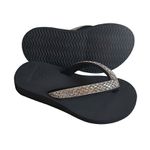 Chinelo para, dismetria tiras com cristal preto