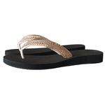 Chinelo para dismetria, tiras com cristal rose palmilha preto