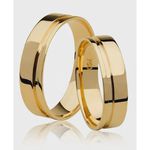Aliança banhada a Ouro 5mm com Canaleta Lateral