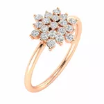 Anel em ouro rose 18k com pedra de zirconia cravejada chuveiro 3g