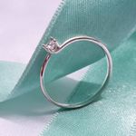 Anel Solitario em Prata 925 Moderno Com Zirconia
