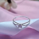 Anel Solitario em Prata 925 Enfeitado com Bolinhas e Zirconia