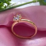 Anel Solitario Banhado a Ouro Liso Com Pedra de Zirconia 