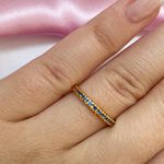 Aparador Banhado a Ouro Com Mini Zirconias Azul