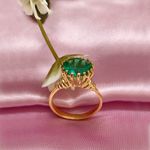 Anel Solitario Banhado A Ouro Grade com Pedra Zirconia Verde Agua 