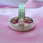 Aliança Compromisso 3 canaletas diamantadas 1 coracao na Femenina 5mm