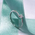 Anel Solitario em Prata 925 Moderno Com Zirconia