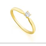 Solitário em Ouro 18k com 1 Pedra de Zircônia