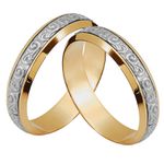 Aliança ouro bodas de prata com ouro amarelo e ouro branco 5m 6g 