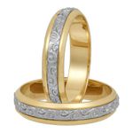 Aliança ouro bodas de prata com ouro amarelo e ouro branco 5m 6g 