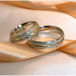 Aliança Em Prata - Modelo Rilary 5 mm com 1 Pedra Femina com Filete de Ouro 