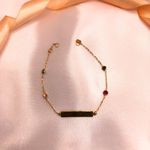 Pulseira Infantil Ouro 18K - Plaquinha e Pontos de Luz Coloridos