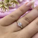 Solitario em Prata 925 Formato Flor com Zirconia