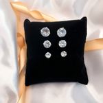 Brinco Prata Zircônia - Trio Ponto de Luz Grandes