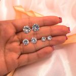 Brinco Prata Zircônia - Trio Ponto de Luz Grandes