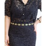 CINTO MELINA METÁLICO DOURADO E TURQUESA