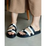 PAPETE SARAH COURO PRETO E OFF WHITE