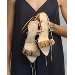 SANDÁLIA NOVA AURORA COURO CREME COM DOURADO
