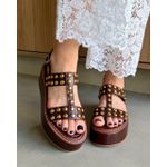 SANDÁLIA FLATFORM ARIELLA COURO MARROM