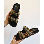 PAPETE GEÓRGIA COURO ANIMAL PRINT COM TURQUESA