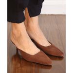 MULE LAURA COURO CAMURÇA MARROM
